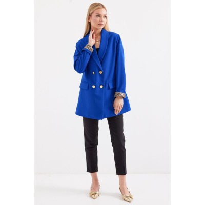 0704 Düğme Detaylı Blazer Ceket - Saks 0704 Düğme Detaylı Blazer Ceket - Saks