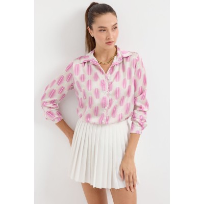 3964 Hafif Dökümlü Saten Gömlek - B.Pembe 3964 Hafif Dökümlü Saten Gömlek - B.Pembe