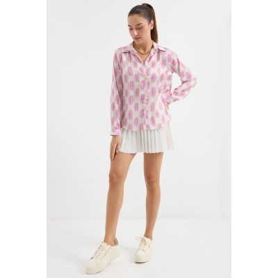 3964 Hafif Dökümlü Saten Gömlek - B.Pembe 3964 Hafif Dökümlü Saten Gömlek - B.Pembe