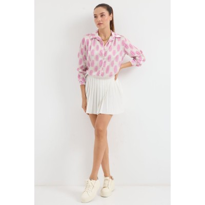 3964 Hafif Dökümlü Saten Gömlek - B.Pembe 3964 Hafif Dökümlü Saten Gömlek - B.Pembe