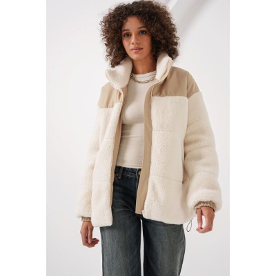 5196 Şişme Peluş Mont - Ekru 5196 Şişme Peluş Mont - Ekru