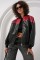 0698 Baskılı Suni Deri Bomber Ceket - Bordo 0698 Baskılı Suni Deri Bomber Ceket - Bordo