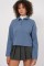 55449 Fermuarlı Yaka Örme Sweatshirt - İndigo 55449 Fermuarlı Yaka Örme Sweatshirt - İndigo
