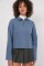 55449 Fermuarlı Yaka Örme Sweatshirt - İndigo 55449 Fermuarlı Yaka Örme Sweatshirt - İndigo