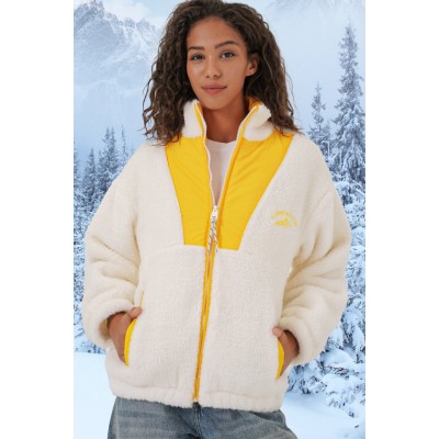 5194 Peluş Mont Ceket - Sarı
