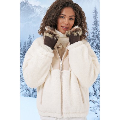 5194 Peluş Mont Ceket - Krem 5194 Peluş Mont Ceket - Krem