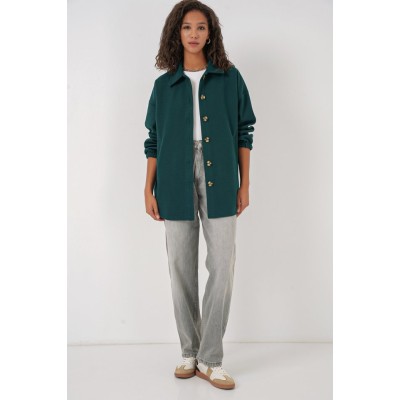 0674 Cepli Oversize Gömlek - Y.Zümrüt 0674 Cepli Oversize Gömlek - Y.Zümrüt