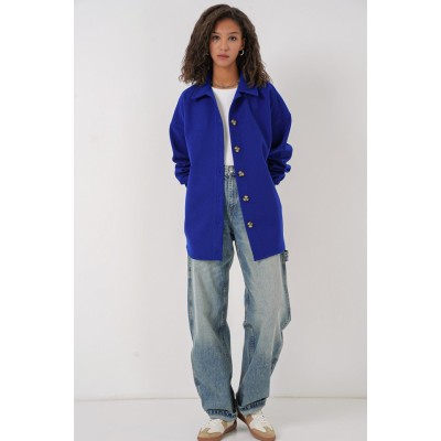 0674 Cepli Oversize Gömlek - Saks 0674 Cepli Oversize Gömlek - Saks