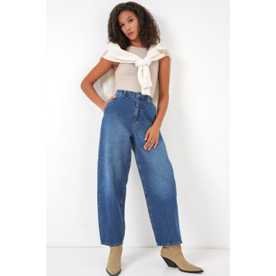 6688 Yüksek Bel Baggy Kot Pantolon - Lacivert 6688 Yüksek Bel Baggy Kot Pantolon - Lacivert