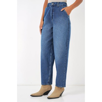 6688 Yüksek Bel Baggy Kot Pantolon - Lacivert 6688 Yüksek Bel Baggy Kot Pantolon - Lacivert