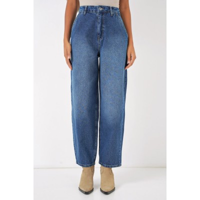 6688 Yüksek Bel Baggy Kot Pantolon - Lacivert 6688 Yüksek Bel Baggy Kot Pantolon - Lacivert