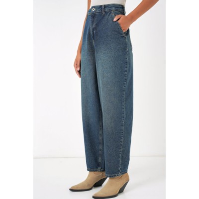 6688 Yüksek Bel Baggy Kot Pantolon - İndigo 6688 Yüksek Bel Baggy Kot Pantolon - İndigo