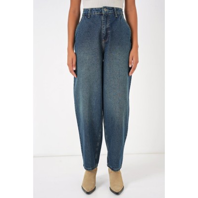 6688 Yüksek Bel Baggy Kot Pantolon - İndigo 6688 Yüksek Bel Baggy Kot Pantolon - İndigo