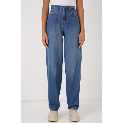 6689 Yüksek Bel Baggy Kot Pantolon - Lacivert 6689 Yüksek Bel Baggy Kot Pantolon - Lacivert