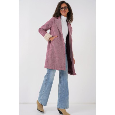9085 Balık Sırtı Kaşe Kaban - Y.Bordo 9085 Balık Sırtı Kaşe Kaban - Y.Bordo