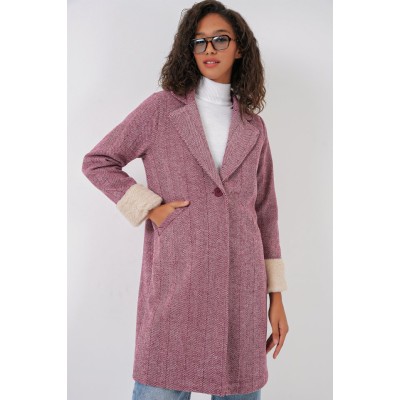 9085 Balık Sırtı Kaşe Kaban - Y.Bordo 9085 Balık Sırtı Kaşe Kaban - Y.Bordo