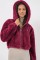 5193 Kapüşonlu Peluş Crop Ceket - Mürdüm 5193 Kapüşonlu Peluş Crop Ceket - Mürdüm