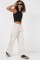 6691 Geniş Paça Kargo Pantolon - Ekru 6691 Geniş Paça Kargo Pantolon - Ekru