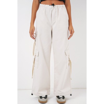 6691 Geniş Paça Kargo Pantolon - Ekru 6691 Geniş Paça Kargo Pantolon - Ekru