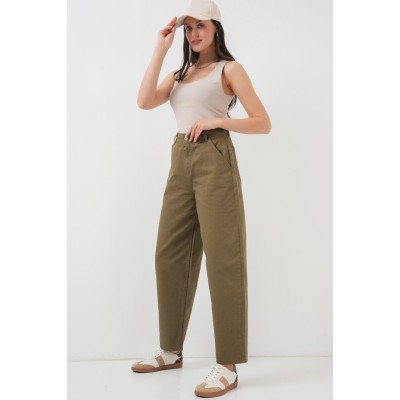 6703 Yüksek Bel Kot Pantolon - Haki 6703 Yüksek Bel Kot Pantolon - Haki