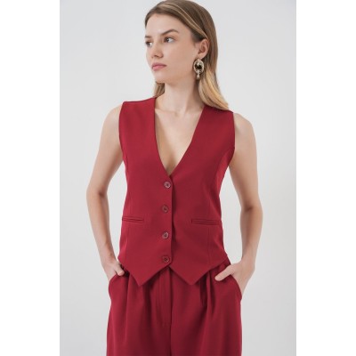 6709 Yelek Pantolon İkili Takım - Bordo 6709 Yelek Pantolon İkili Takım - Bordo