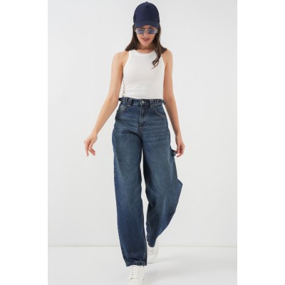 Yüksek Bel Kot Pantolon 6701 - Lacivert Yüksek Bel Kot Pantolon 6701 - Lacivert