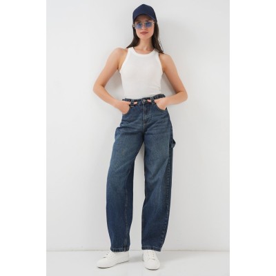 Yüksek Bel Kot Pantolon 6701 - Lacivert Yüksek Bel Kot Pantolon 6701 - Lacivert