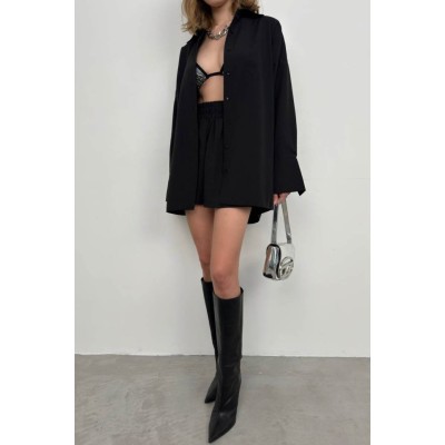 Oversize Gömlek Büzgülü Şort Takım Oversize Gömlek Büzgülü Şort Takım