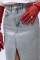 Varak Baskılı Yırtmaçlı Maxi Denim Etek Varak Baskılı Yırtmaçlı Maxi Denim Etek