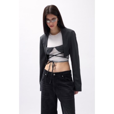 Göğüs Bra Detay Crop Ceket Göğüs Bra Detay Crop Ceket