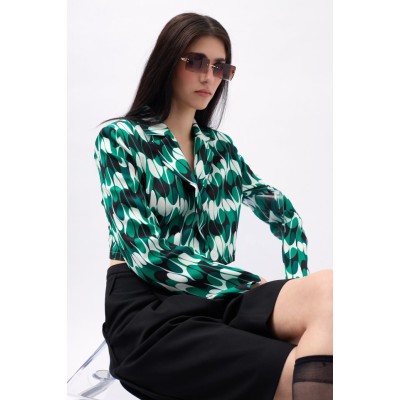 Desenli Crop Ceket