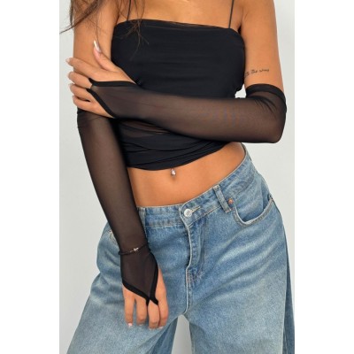 Kolluk Detay Askılı Tül Bluz Kolluk Detay Askılı Tül Bluz