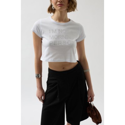 Taş Detay Crop T-Shirt Taş Detay Crop T-Shirt