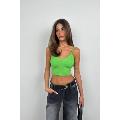 V Yaka Crop Bluz V Yaka Crop Bluz