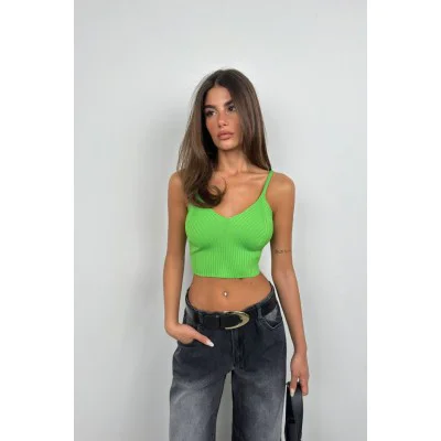 V Yaka Crop Bluz V Yaka Crop Bluz