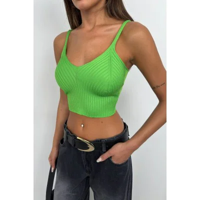 V Yaka Crop Bluz V Yaka Crop Bluz