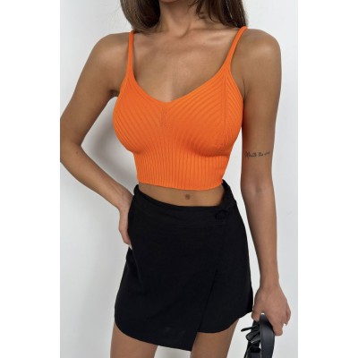 V Yaka Crop Bluz V Yaka Crop Bluz