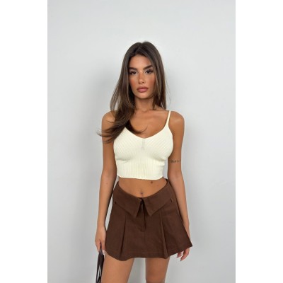 V Yaka Crop Bluz V Yaka Crop Bluz