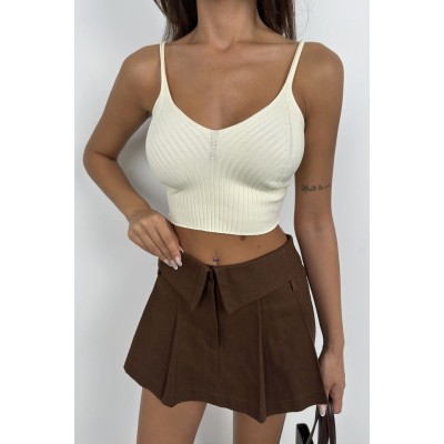V Yaka Crop Bluz V Yaka Crop Bluz