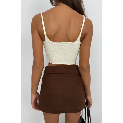 V Yaka Crop Bluz V Yaka Crop Bluz