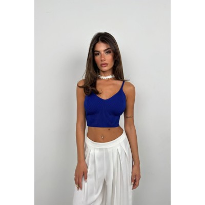V Yaka Crop Bluz V Yaka Crop Bluz