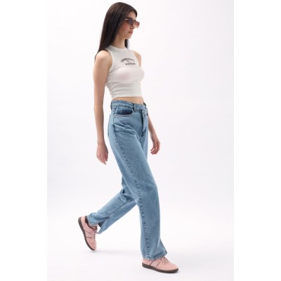 Asimetrik Bel Paça Yırtmaçlı Jean Asimetrik Bel Paça Yırtmaçlı Jean