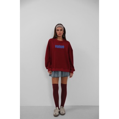 Baskılı Sıfır Yaka Oversize Sweatshirt Baskılı Sıfır Yaka Oversize Sweatshirt