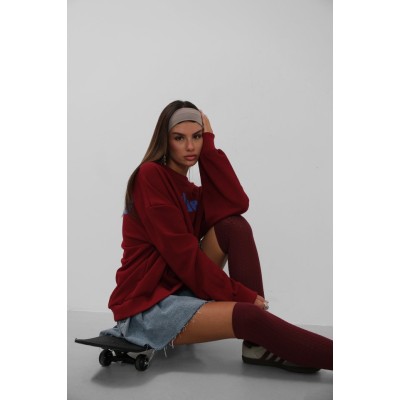 Baskılı Sıfır Yaka Oversize Sweatshirt Baskılı Sıfır Yaka Oversize Sweatshirt