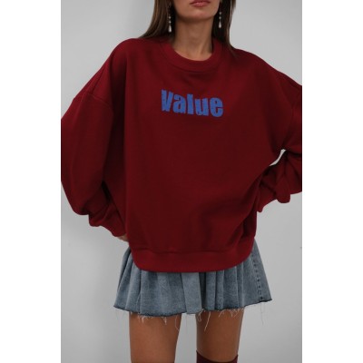 Baskılı Sıfır Yaka Oversize Sweatshirt Baskılı Sıfır Yaka Oversize Sweatshirt