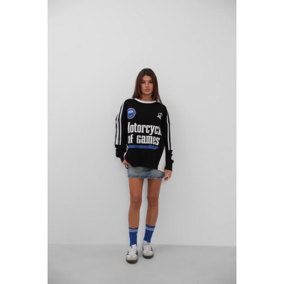 Şerit Detay Baskılı Oversize Sweatshirt Şerit Detay Baskılı Oversize Sweatshirt