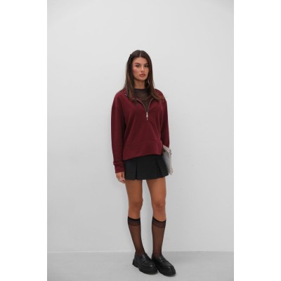 Fermuar Ve Dikiş Detaylı Sweatshirt Fermuar Ve Dikiş Detaylı Sweatshirt