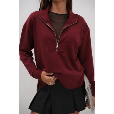 Fermuar Ve Dikiş Detaylı Sweatshirt Fermuar Ve Dikiş Detaylı Sweatshirt