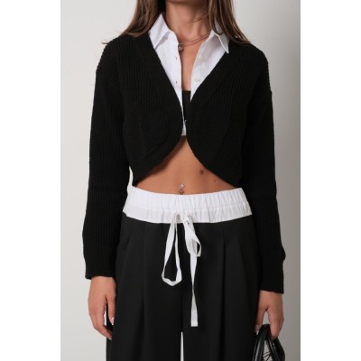 Biyeli Crop Triko Hırka Biyeli Crop Triko Hırka