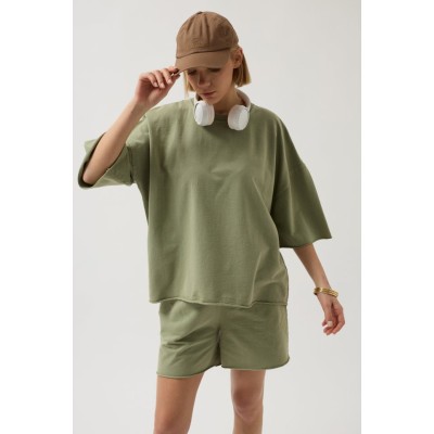 Oversize Lazer Kesim Bisiklet Yaka T-Shirt Oversize Lazer Kesim Bisiklet Yaka T-Shirt